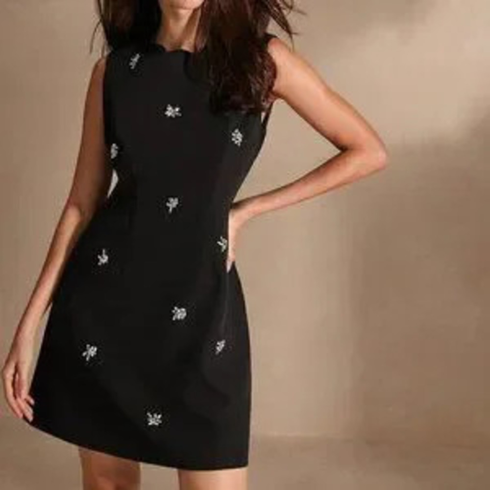 ZARA Black Elegant Women's Round Neckline Sleeveless Dress